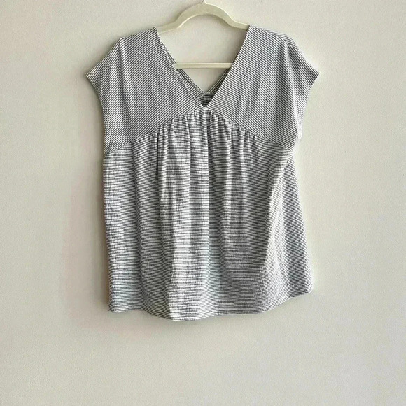 Lucky Brand Striped Flowy Peasant Blouse, Black and White Top, Size Medium - Picture 11 of 16